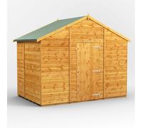 Powersheds Apex Roof Windowless Single Door Garden Shed 6ft x 10ft, Golden Brown Timber Shiplap Tongue and Groove