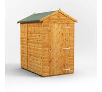 Powersheds Apex Roof Windowless Single Door Garden Shed 6ft x 4ft - Golden Brown