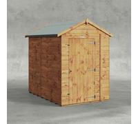 Powersheds Apex Roof Windowless Single Door Garden Shed 7ft x 5ft, Golden Brown Timber Shiplap Tongue and Groove