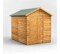 Power Sheds 8 x 6ft Overlap Apex Wooden Shed - Size: 6 x 8ft - Brown - Powersheds - Wilko