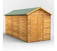 Power Apex Roof Windowless Overlap Garden Shed 14'x6' Golden Brown