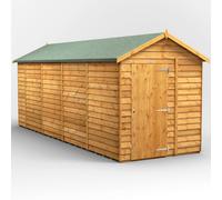 Powersheds Apex Roof Windowless Single Door Overlap Garden Shed 18ft x 6ft - Golden Brown