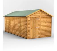 Powersheds Apex Roof Windowless Single Door Overlap Garden Shed 18ft x 8ft - Golden Brown