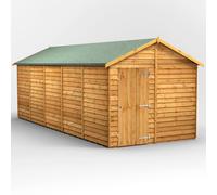 Powersheds Apex Roof Windowless Single Door Overlap Garden Shed 20ft x 8ft - Golden Brown