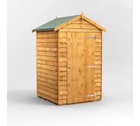 Power Apex Roof Windowless Overlap Garden Shed 4'x4' Golden Brown