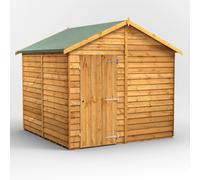 Powersheds Apex Roof Windowless Single Door Overlap Garden Shed 8ft x 8ft - Golden Brown