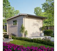 Power 12x14 Apex Workshop Log Cabin, Doors Central - 28mm Logs