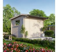Powersheds Apex Roof Workshop Log Cabin 12ft x 10ft (Doors Central) 28mm Log Thickness