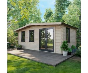 Powersheds Chalet Log Cabin 10' x 20', Anthracite Grey Timber, Burford Style Skirting