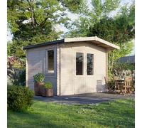 Powersheds 10x12 Chalet Log Cabin, Doors Central - 28mm Logs, Brown