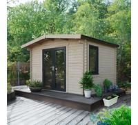 Power 10x12 Chalet Log Cabin, Doors Central - 44mm Logs