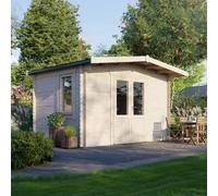 Power 10x14 Chalet Log Cabin, Doors Central - 28mm Logs