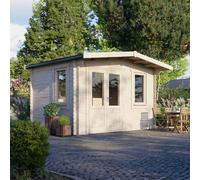 Power 10x14 Chalet Log Cabin, Doors to the Left - 28mm Logs