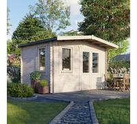 Power 10x14 Chalet Log Cabin, Doors to the Right - 28mm Logs