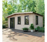 Powersheds Chalet Log Cabin 10ft x 18ft, 44mm Anthracite Grey Timber