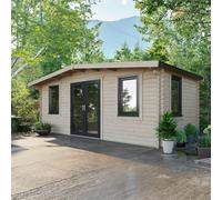 Power 10x20 Chalet Log Cabin, Doors Central - 44mm Logs