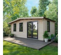 Power 10x20 Chalet Log Cabin, Doors to the Right - 44mm Logs