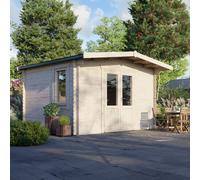 Powersheds Chalet Log Cabin 12' x 14', 28mm Log Thickness, Scandinavian Timber