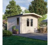 Power 12x12 Chalet Log Cabin, Doors Central - 28mm Logs
