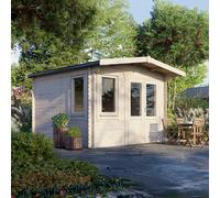 Power 12x12 Chalet Log Cabin, Doors to the Right - 28mm Logs