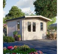 Power 12x14 Chalet Log Cabin, Doors to the Left - 28mm Logs