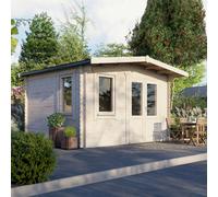 Power 12x14 Chalet Log Cabin, Doors to the Right - 28mm Logs