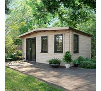 Powersheds Chalet Log Cabin 12ft x 16ft (Doors to Left) 44mm Log Thickness
