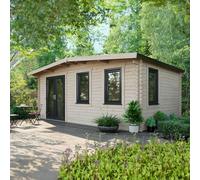 Powersheds Chalet Log Cabin 12ft x 18ft (Doors to Left) 44mm Log Thickness