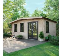 Powersheds Chalet Log Cabin 12' x 18', 44mm Anthracite Gre