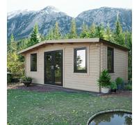 Power 12x20 Chalet Log Cabin, Doors Central - 44mm Logs