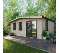 Power 12x20 Chalet Log Cabin, Doors to the Right - 44mm Logs