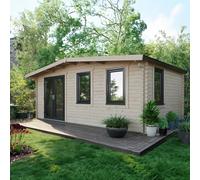 Powersheds Chalet Log Cabin 12ft x 20ft (Doors to Left) 44mm Log Thickness