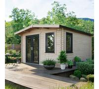 Powersheds Chalet Log Cabin 14' x 12', 44mm Log Thickness, Anthracite Grey Timber