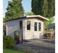 Power 14x12 Chalet Log Cabin, Doors to the Right - 28mm Logs