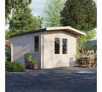 Power 14x12 Chalet Log Cabin, Doors Central - 28mm Logs
