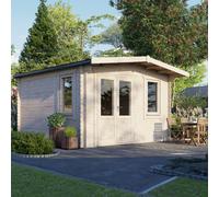 Power 14x14 Chalet Log Cabin, Doors to the Left - 28mm Logs