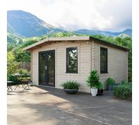 Powersheds Chalet Log Cabin 14ft x 14ft (Doors to Left) 44mm Log Thickness