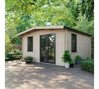 Powersheds Chalet Log Cabin 14ft x 14ft (Doors to Right) 44mm Log Thickness