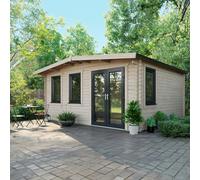 Powersheds Chalet Log Cabin 14ft x 16ft (Doors to Right) 44mm Log Thickness