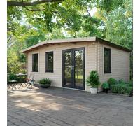 Powersheds Chalet Log Cabin 14ft x 18ft (Doors to Right) 44mm Log Thickness