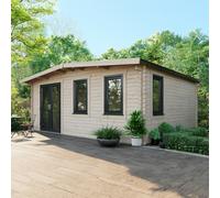 Powersheds Chalet Log Cabin 16ft x 18ft (Doors to Left) 44mm Log Thickness
