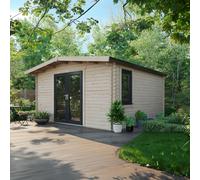 Power 16x14 Chalet Log Cabin, Doors Central - 44mm Logs