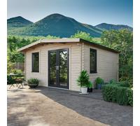 Powersheds Chalet Log Cabin 16ft x 14ft (Doors to Right) 44mm Log Thickness