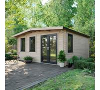 Powersheds Chalet Log Cabin 16ft x 16ft, 44mm Anthracite Grey Timber