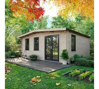 Powersheds Chalet Log Cabin 16ft x 18ft (Doors to Right) 44mm Log Thickness
