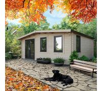 Power 16x20 Chalet Log Cabin, Doors to the Left - 44mm Logs