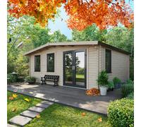 Power Chalet Log Cabin 16'x20' (Doors to Right) 44mm Log Thickness