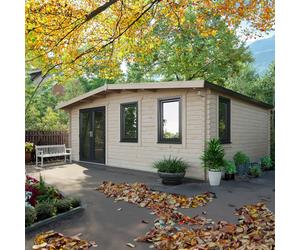 Powersheds Chalet Log Cabin 18' x 20', 44mm Anthracite Grey Timber