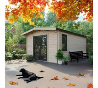 Power 18x12 Chalet Log Cabin, Doors Central - 44mm Logs