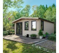 Powersheds 18x16 Chalet Log Cabin, Doors to the Left - 44mm Logs, Brown
